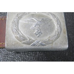Luftwaffe buckle in aluminum with leather flap, dated 1939