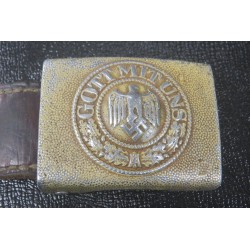 Fibbia tedesca in alluminio con pattina in cuoio KM ?
