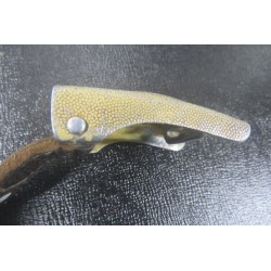 Fibbia tedesca in alluminio con pattina in cuoio KM ?