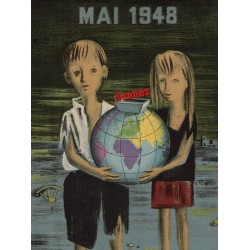 Wall poster "Appels Des Natoins Unies en faveur de L Enfance 1948"