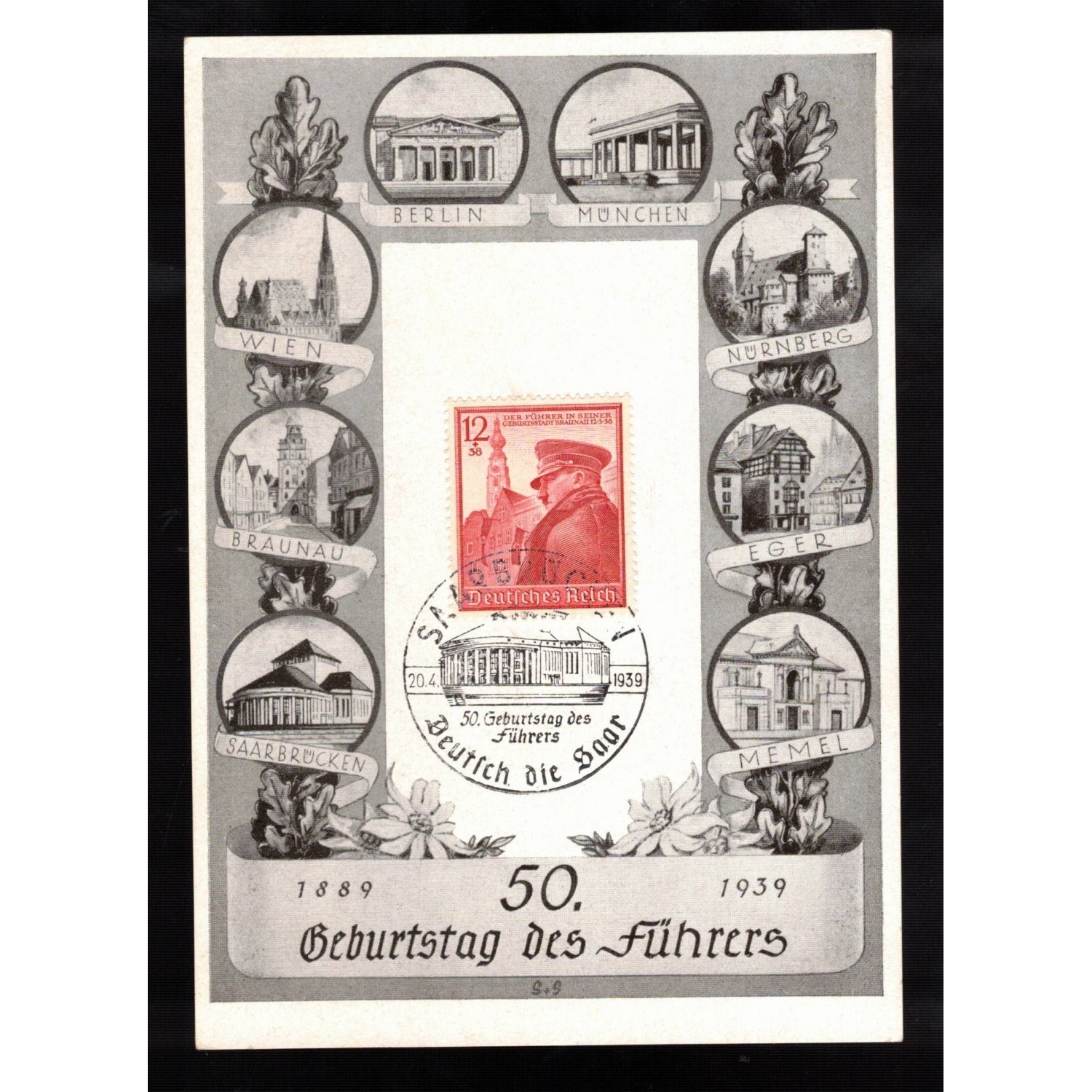 Cartolina ricordo del 50° compleanno del Fuhrer 1939