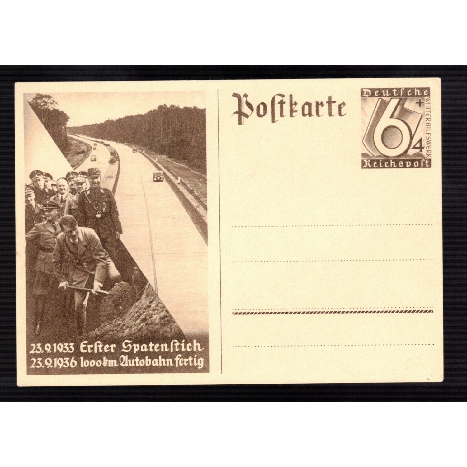 Cartolina di propaganda nazionalsocialista " i primi 1000 km di autostrade del Reich"