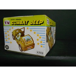 Giocattolo di latta anni 70 TV Combat Jeep fabbricato in Giappone , con scatola originale