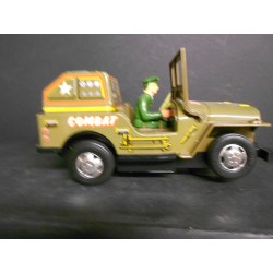 Giocattolo di latta anni 70 TV Combat Jeep fabbricato in Giappone , con scatola originale