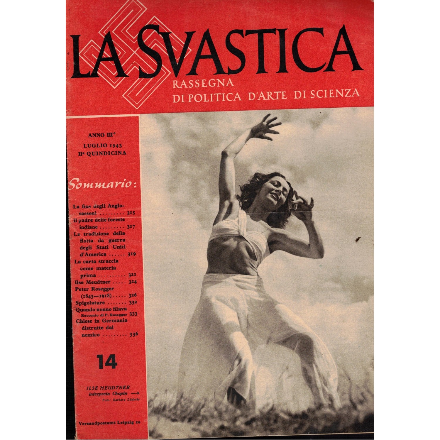Rivista  LA SVASTICA n. 14 Anno 3°  1943