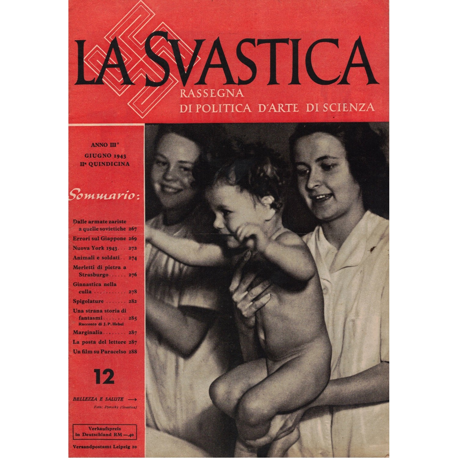 Rivista  LA SVASTICA n. 12  Anno 3°  1943