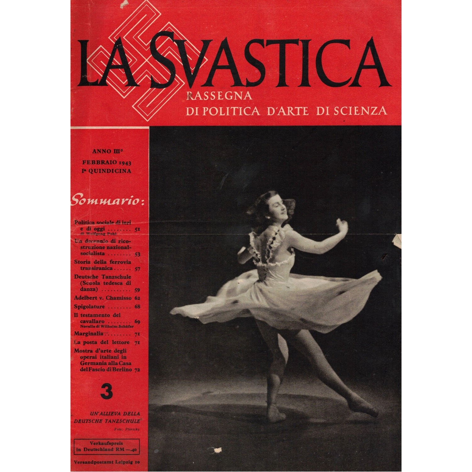 Rivista  LA SVASTICA n. 3  Anno 3°  1943