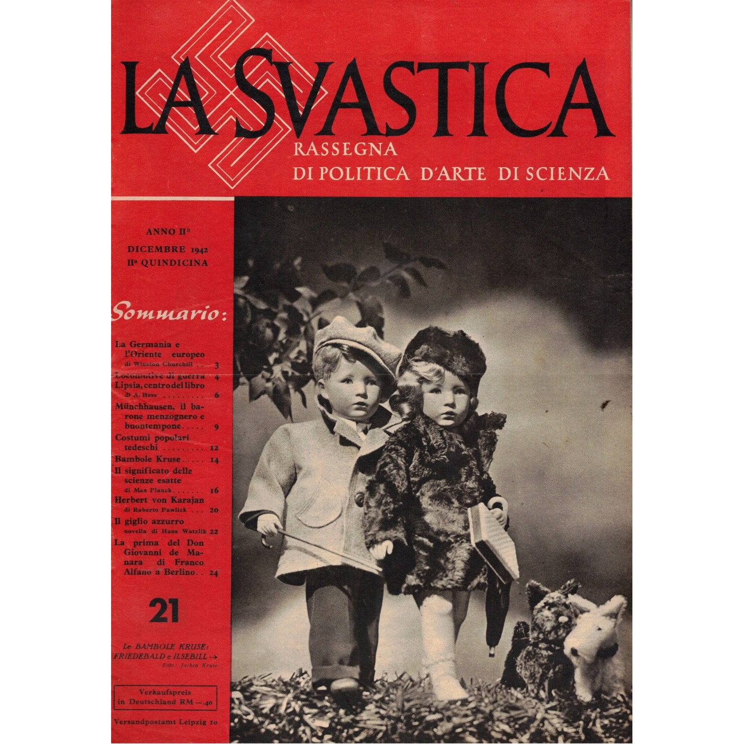 Rivista  LA SVASTICA n.21  Anno 2°  1942