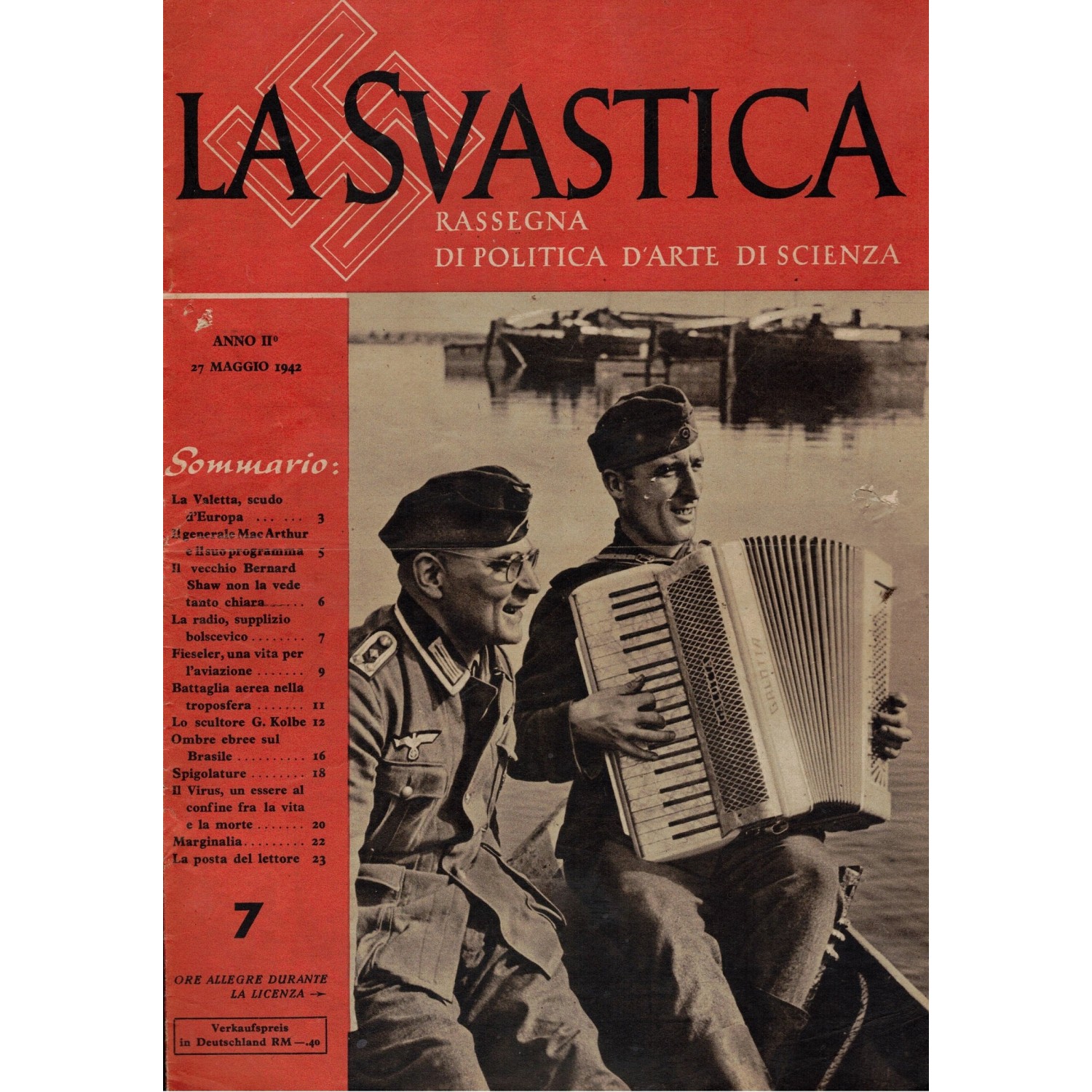 Rivista  LA SVASTICA n.7  Anno 2°  1942