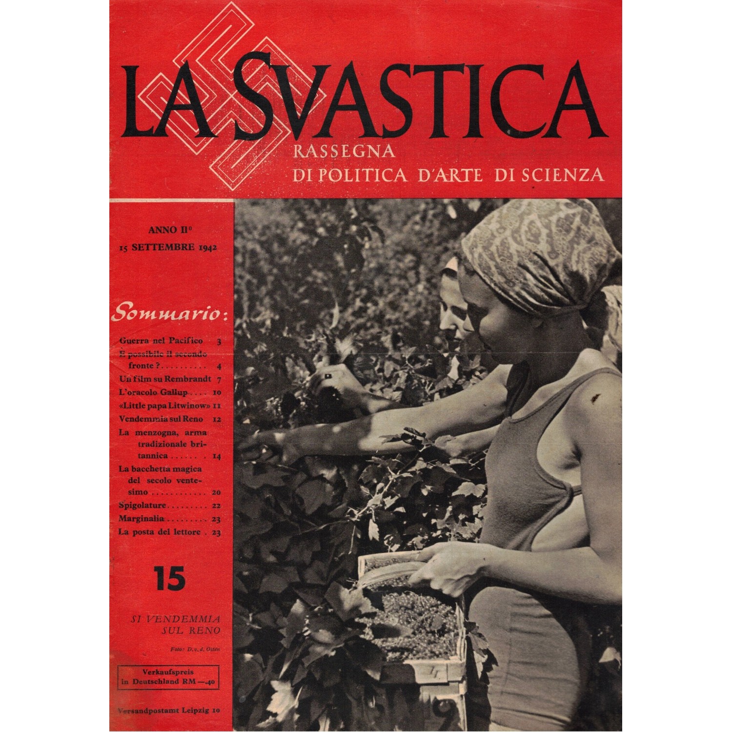 Rivista La Svastica n. 15 Anno 2° 1942
