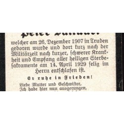 Sterbebilder of a German-speaking Italian soldier Peter Saltuari South Tyrolean