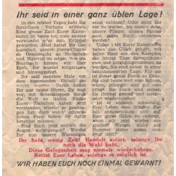 American propaganda leaflet for the surrender of the German army