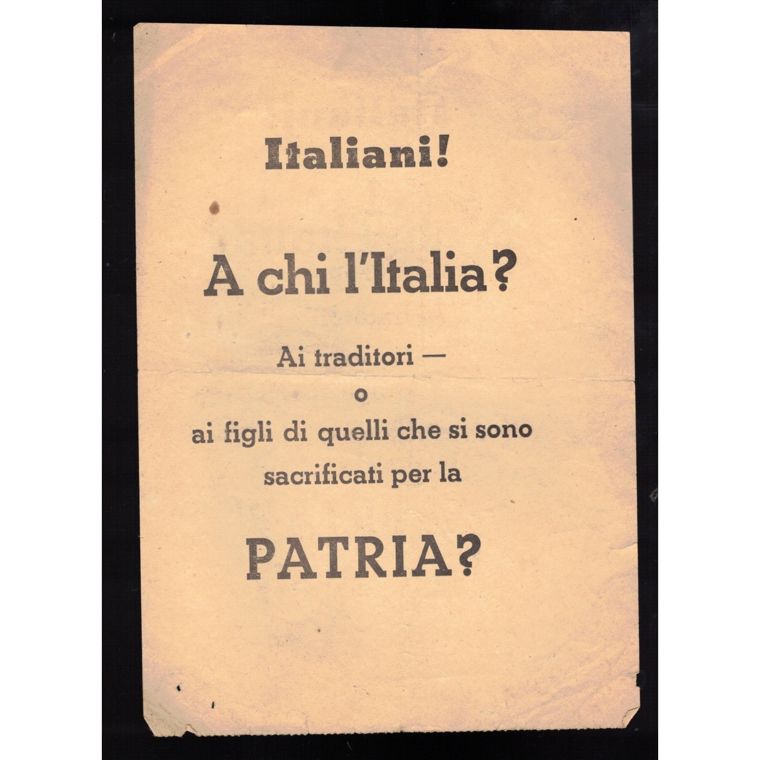 Volantino di propaganda stampato durante la Repubblica Sociale Italiana