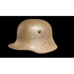 Austrian helmet M17 100% color, chinstrap cut, one front rivet is missing