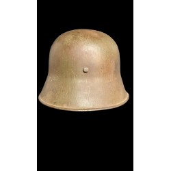 Austrian helmet M17 100% color, chinstrap cut, one front rivet is missing