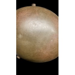 Austrian helmet M17 100% color, chinstrap cut, one front rivet is missing