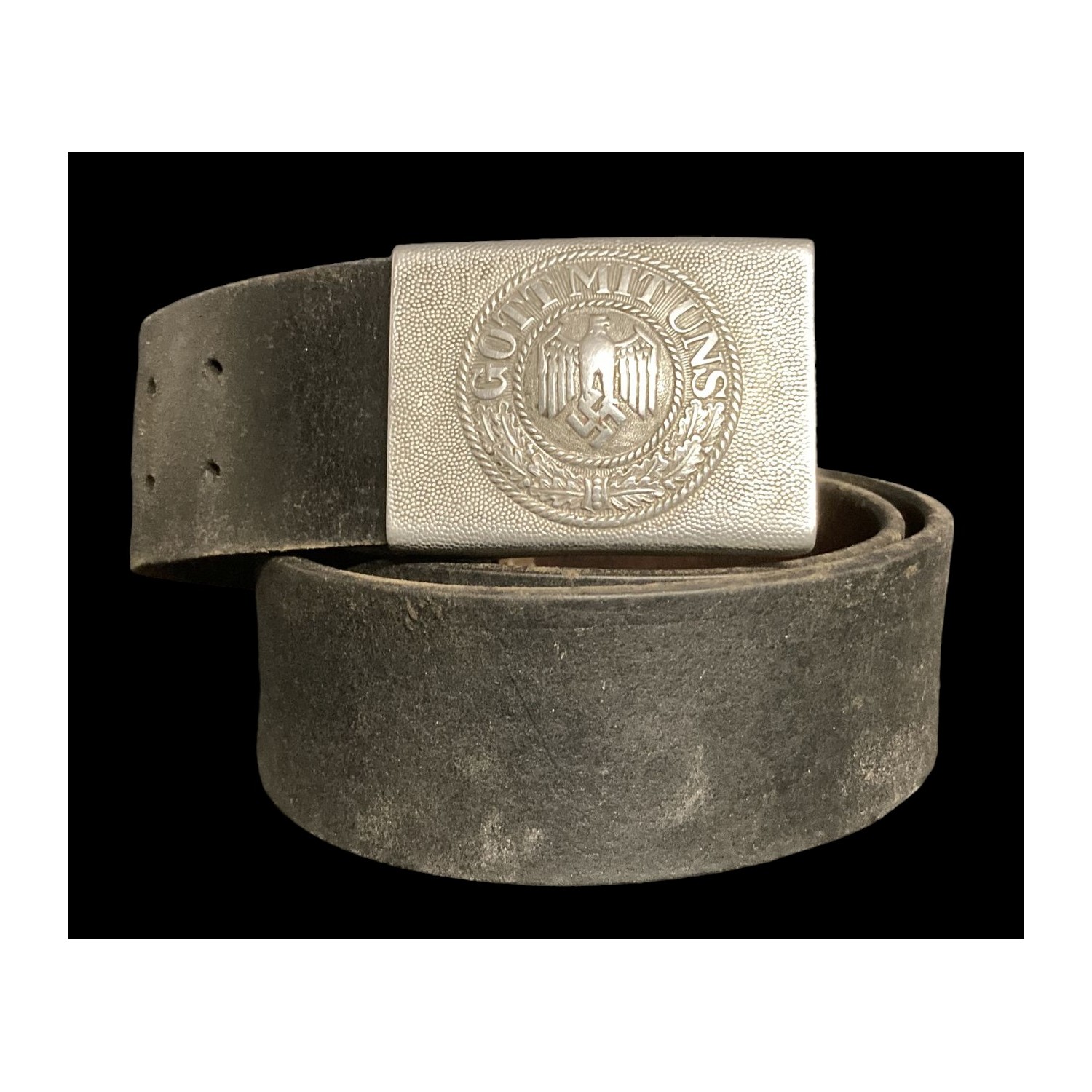 Cinturone truppa WH Wehrmacht fibbia in alluminio pre bellica datata 1938