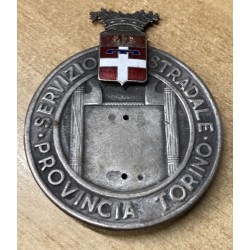 Distintivo da petto di grosse dimensioni "Servizio Stradale" Provincia di Torino anni 30