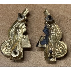 Pair of friezes in pressed sheet metal for Railway Militia shoulder boards