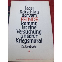 Wochenspruch der NSDAP  Zentralverlag der NSDAP , Dr. Goebbels 1944   misure 35 x 24 cm