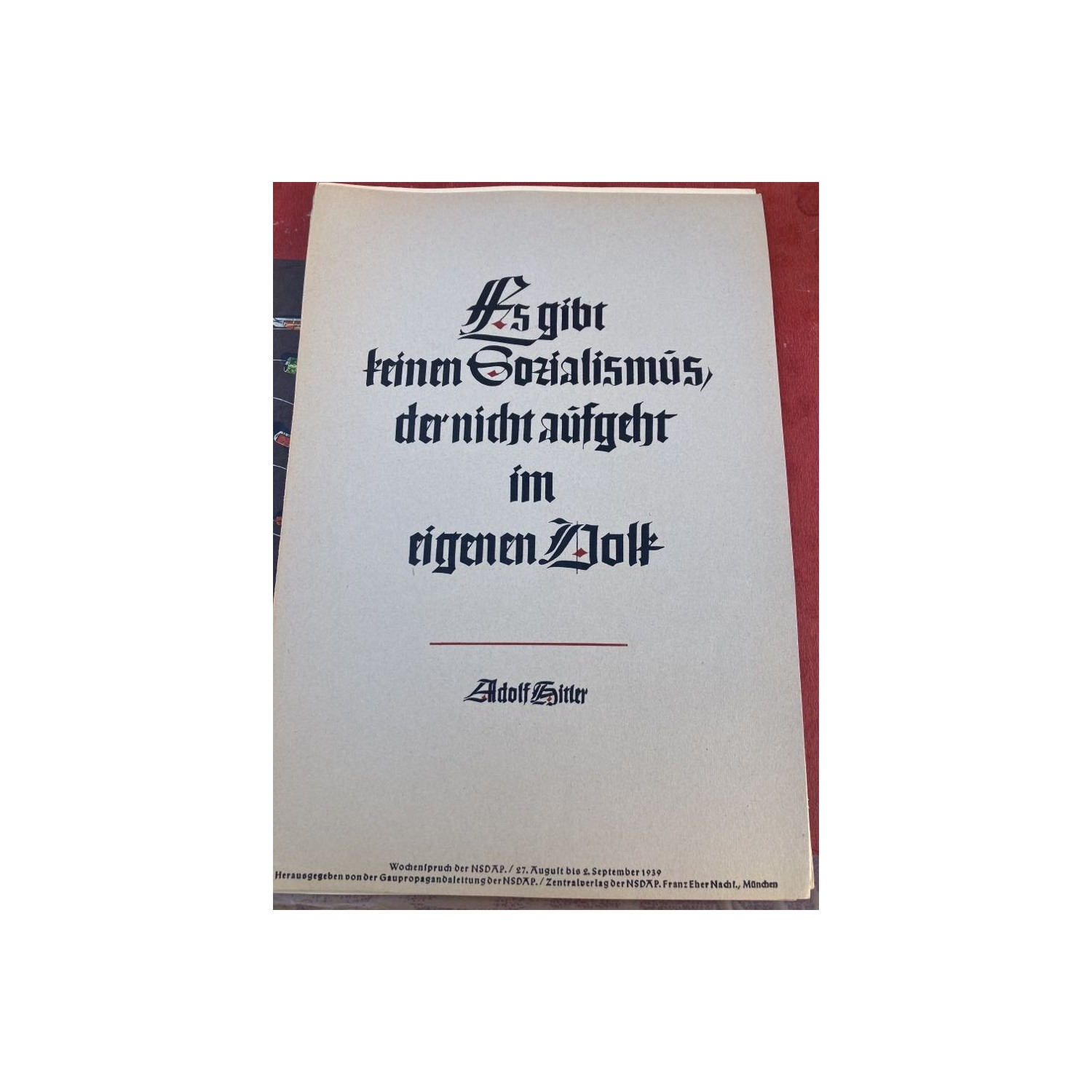 Wochenspruch der NSDAP  Zentralverlag der NSDAP , September 1939
