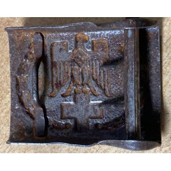 DRK German Red Cross buckle 1934 1945 iron model, rare variant with larger cross and raised eagle.
