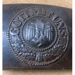 Heer WH iron buckle complete with leather flap, illegible manufacturer