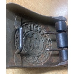 Heer WH iron buckle complete with leather flap, illegible manufacturer