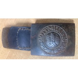 Heer WH iron buckle complete with leather flap, illegible manufacturer