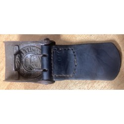 Heer WH iron buckle complete with leather flap, illegible manufacturer