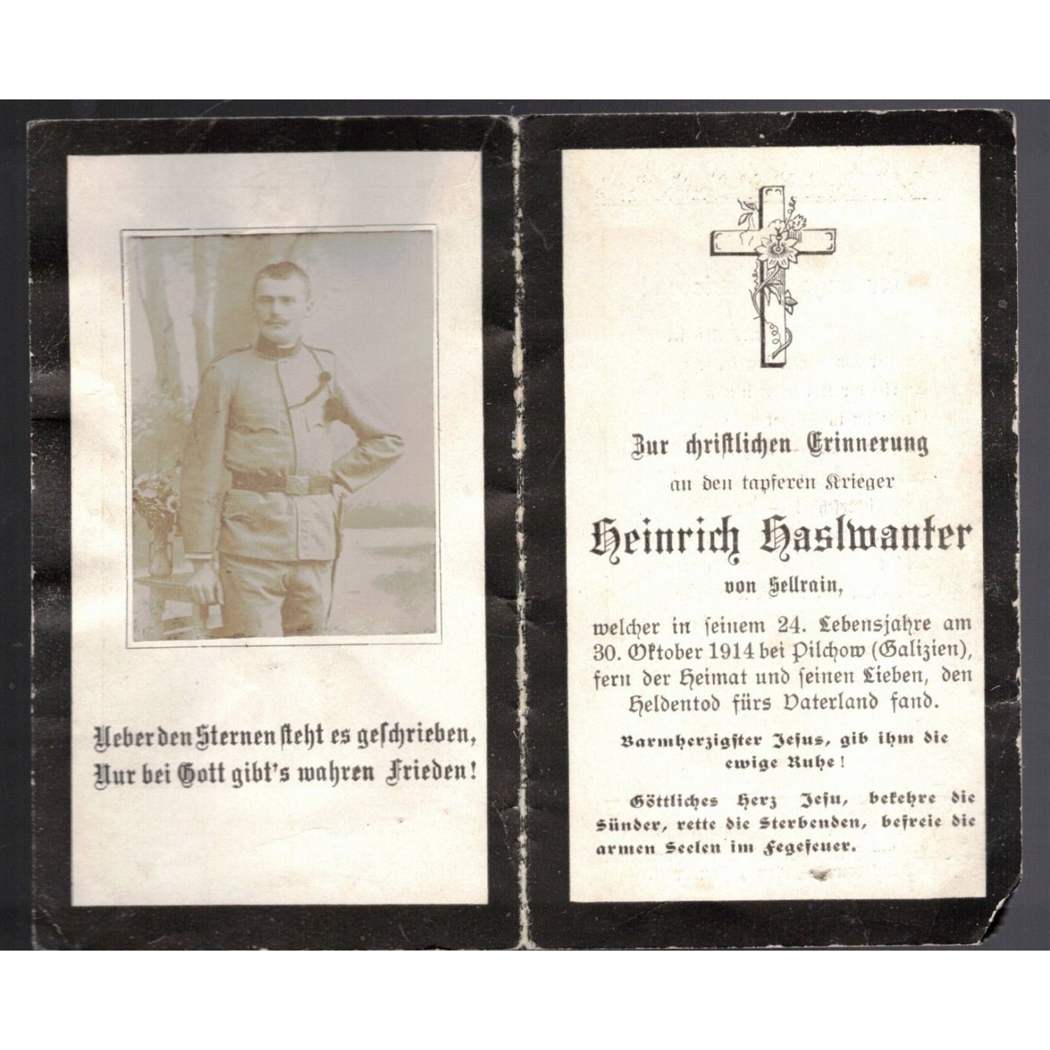 Sterbebilder caduto austriaco 1a guerra mondiale 1914 in Galizia