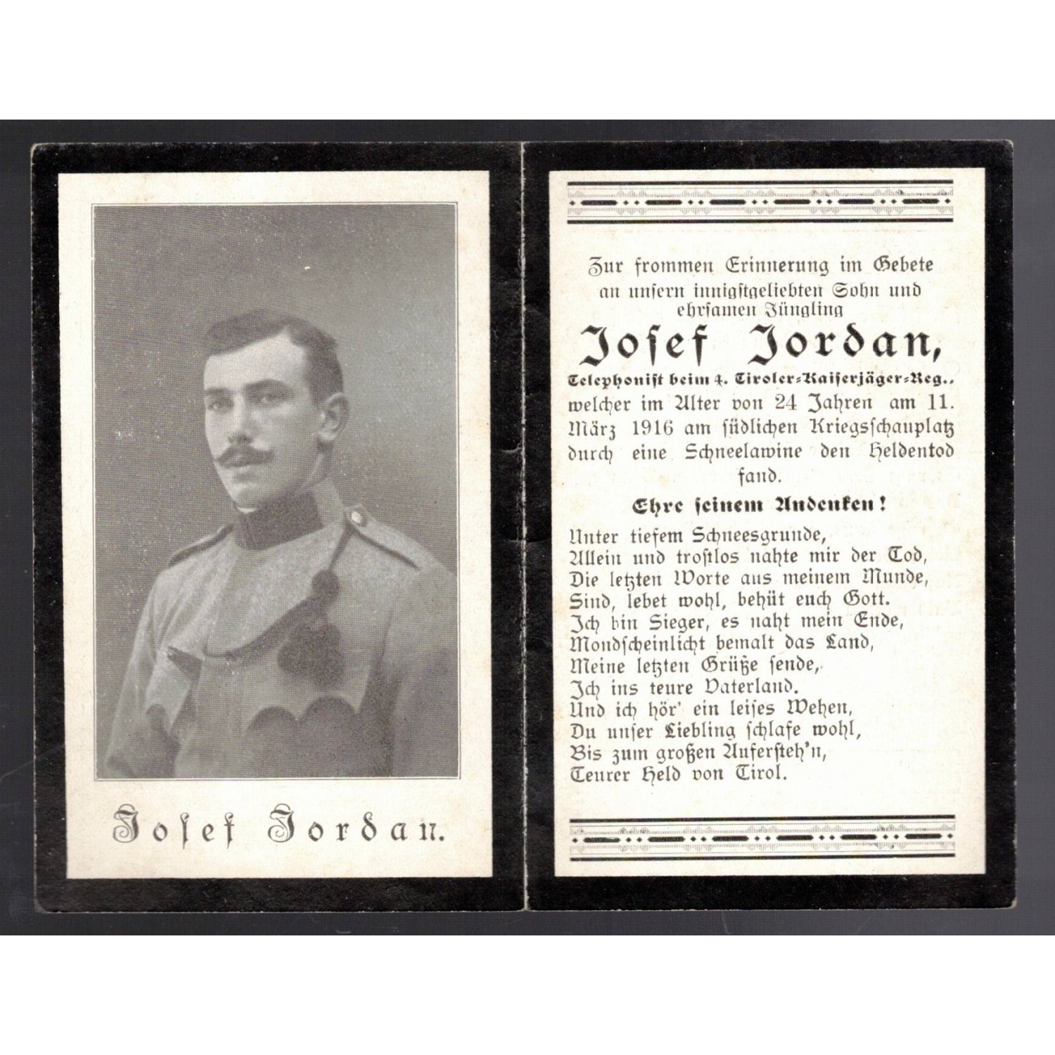 Sterbebilder luttino soldato austriaco caduto 1a guerra mondiale