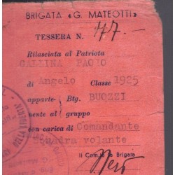 Partisan ID card MATTEOTTI Brigade