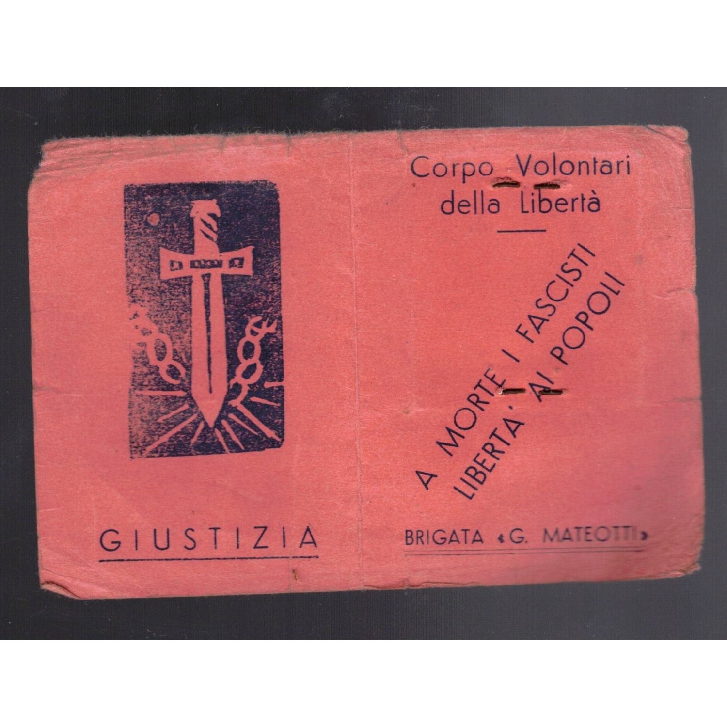 Partisan ID card MATTEOTTI Brigade