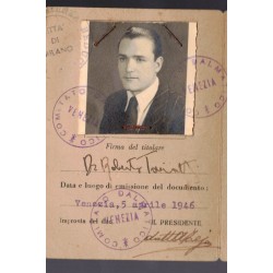 Tessera COMITATO DALMATICO Centro Assistenza Reduci Milano