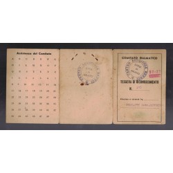 Tessera COMITATO DALMATICO Centro Assistenza Reduci Milano