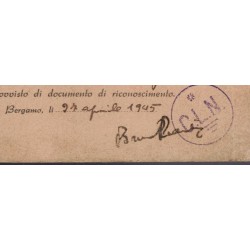 Tessera  partigiana CLN Comitato Nazionale di Liberazione  1945