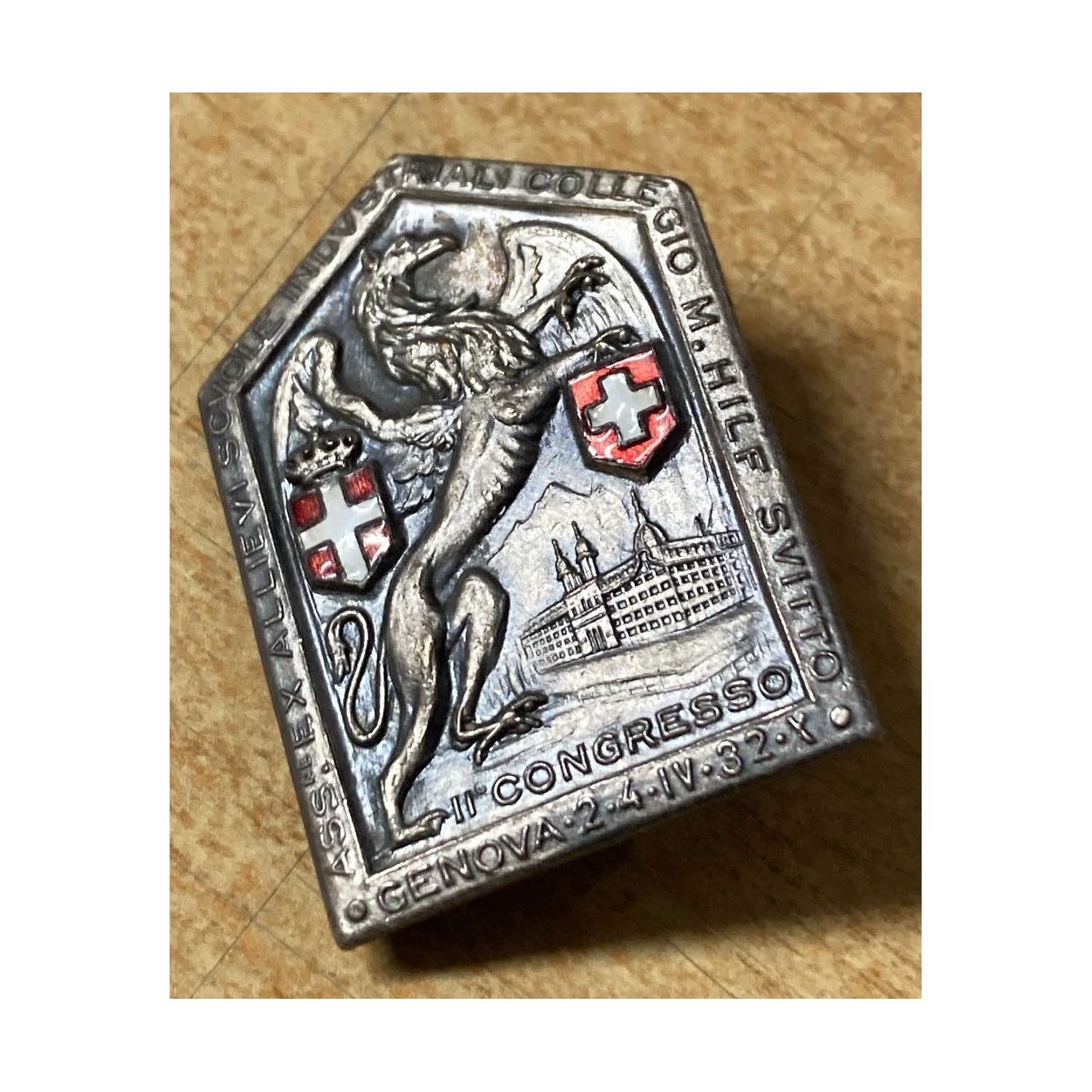 2nd Congress badge for former students of the Maria Hilf Schwyz College, Schwyz, Genoa 1932