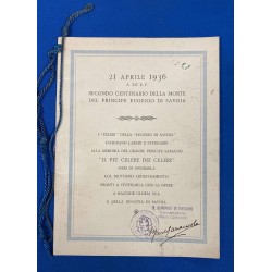 2° Centenario della morte del Principe Eugenio di Savoia , 1936