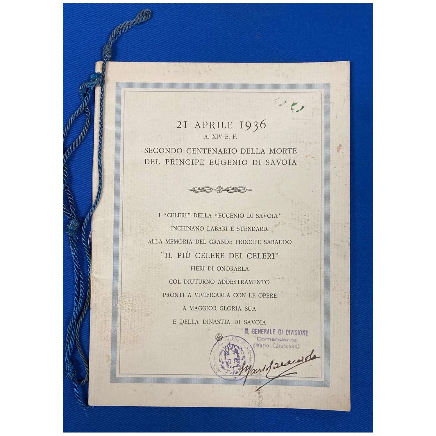 2° Centenario della morte del Principe Eugenio di Savoia , 1936