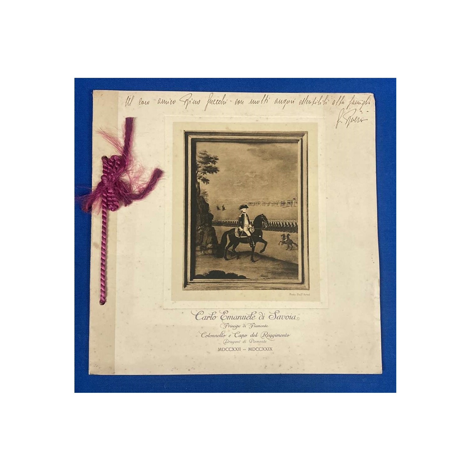 Calendario reggimentale Dragoni di Piemonte NIZZA Cavalleria 1929