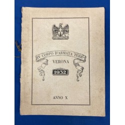 Calendario militare IV° Corpo d Armata Territoriale  Verona 1932
