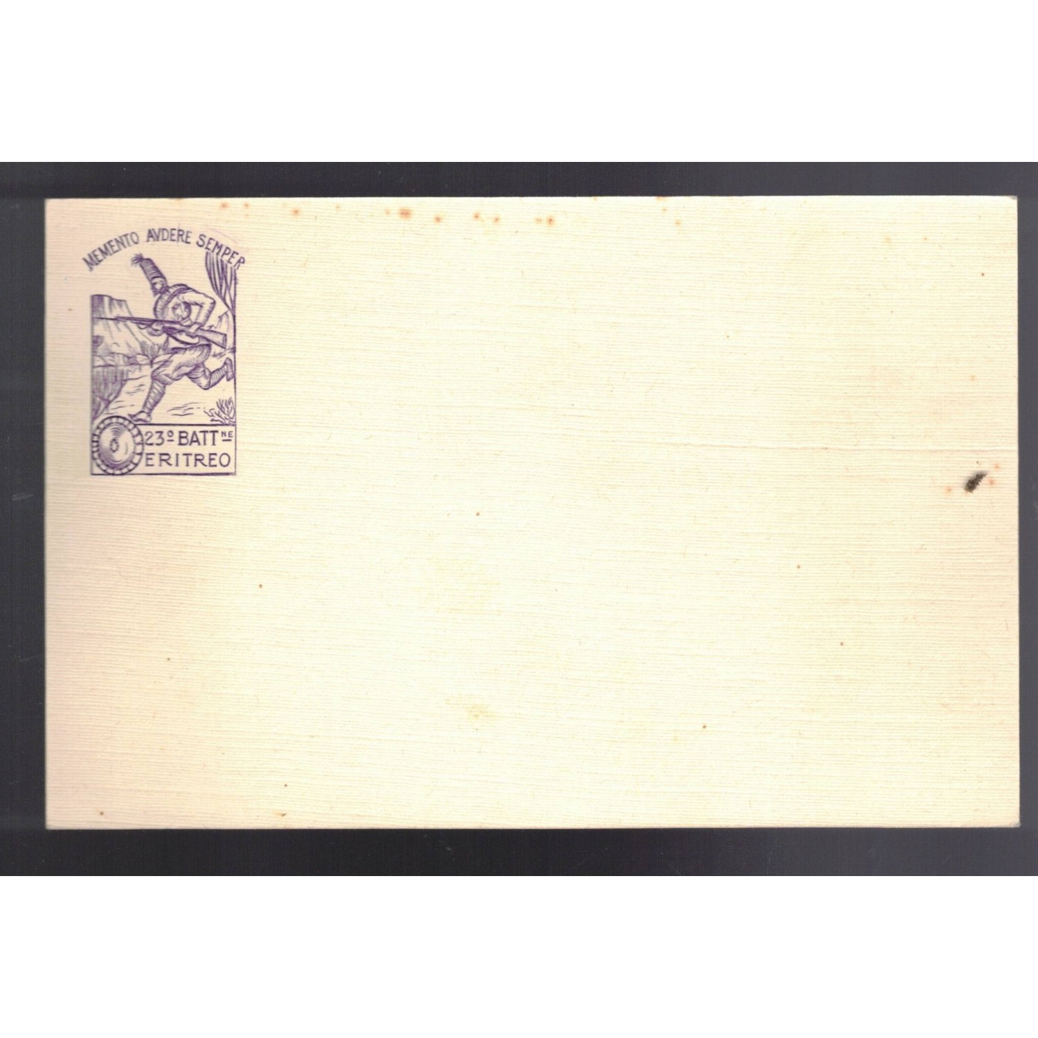 Cartoncino rigido postale XXIII° Reggimento Coloniale Battaglione Eritreo