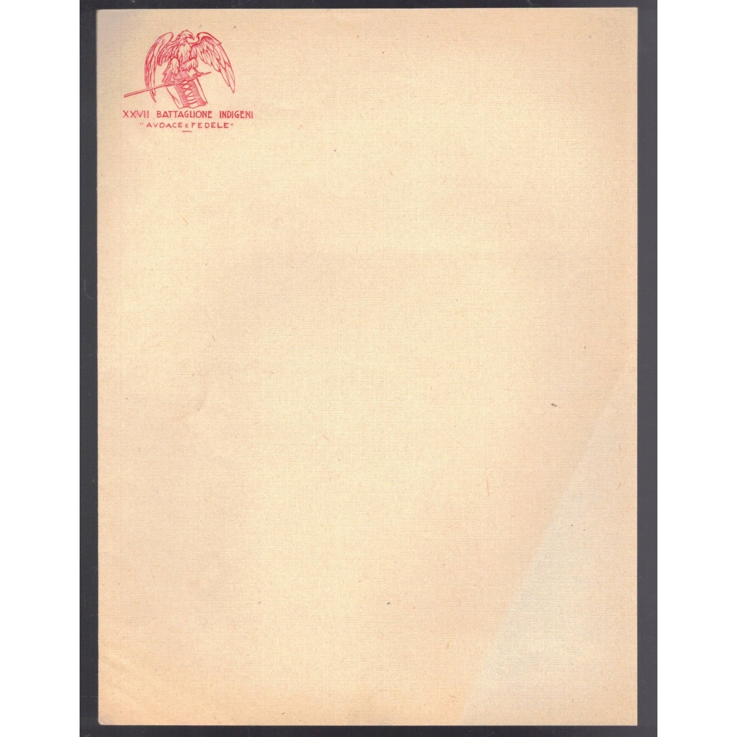 Busta e carta da lettera XXVII Battaglione Indigeni "Audace e Fedele"