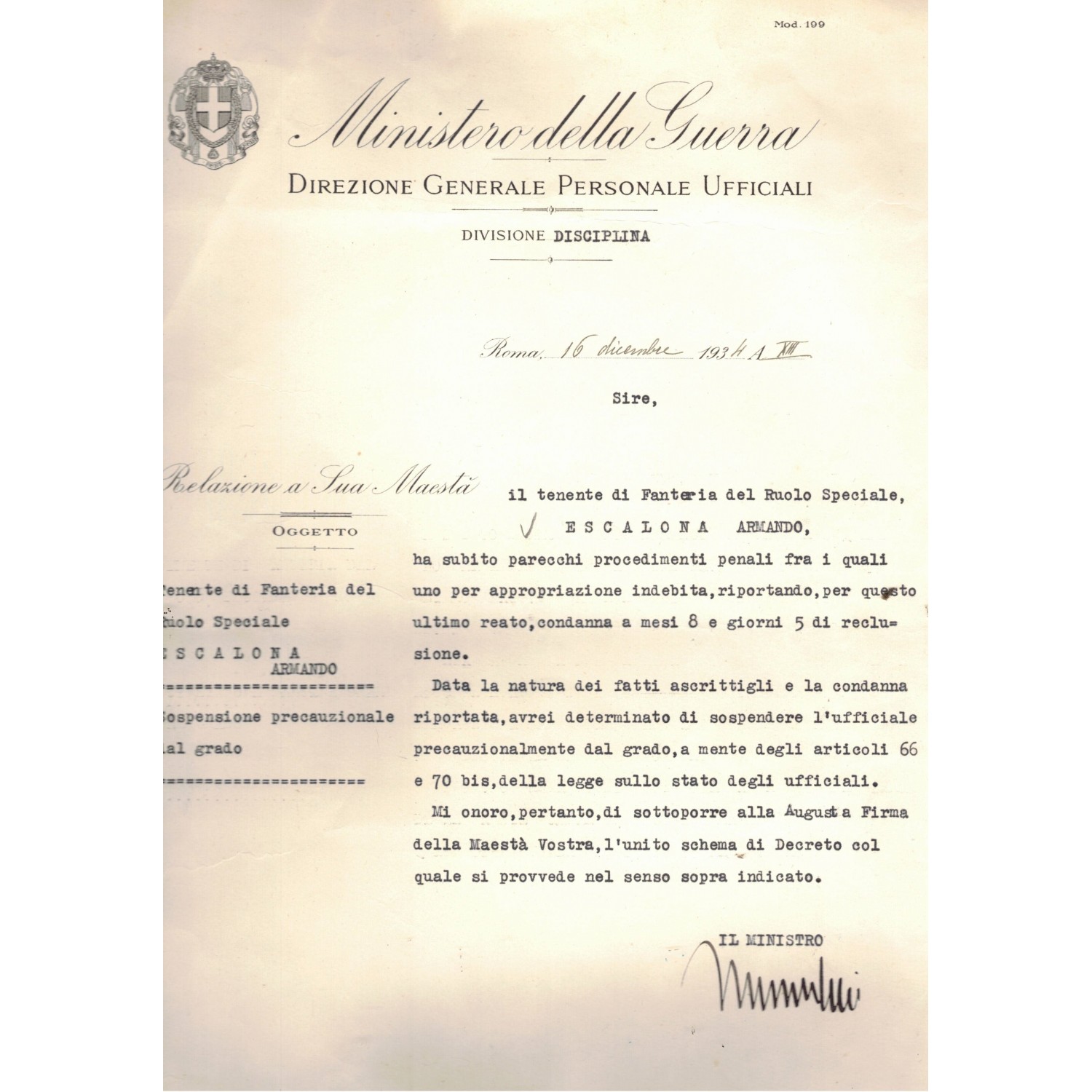 autografo di benito mussolini