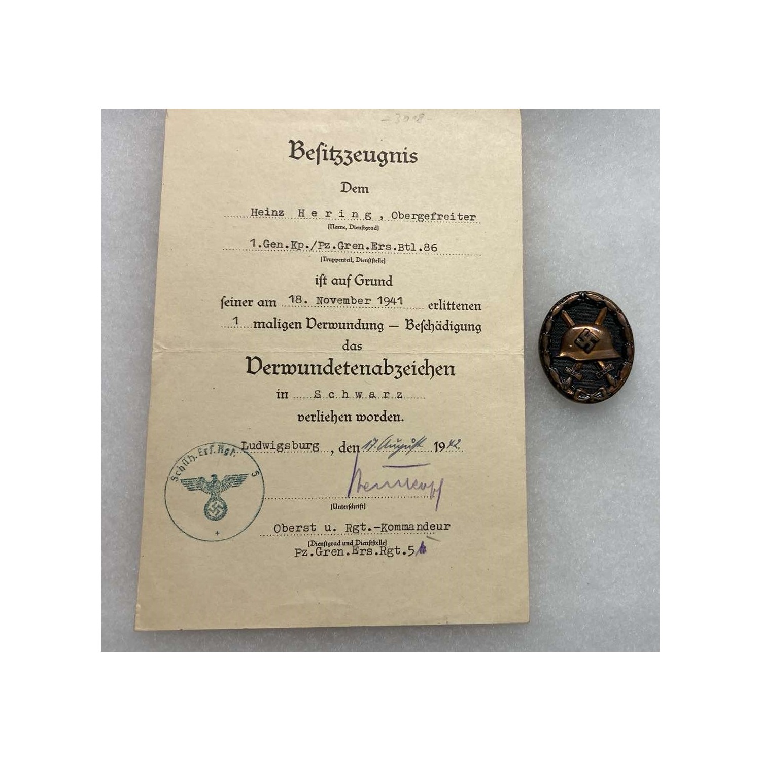 Verwundetenabzeichen Schwarz 1942 Ludwigsburg