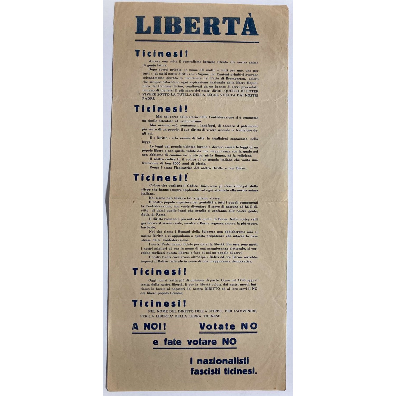Nazionalisti Fascisti Ticinesi - Canton Ticino Svizzera
