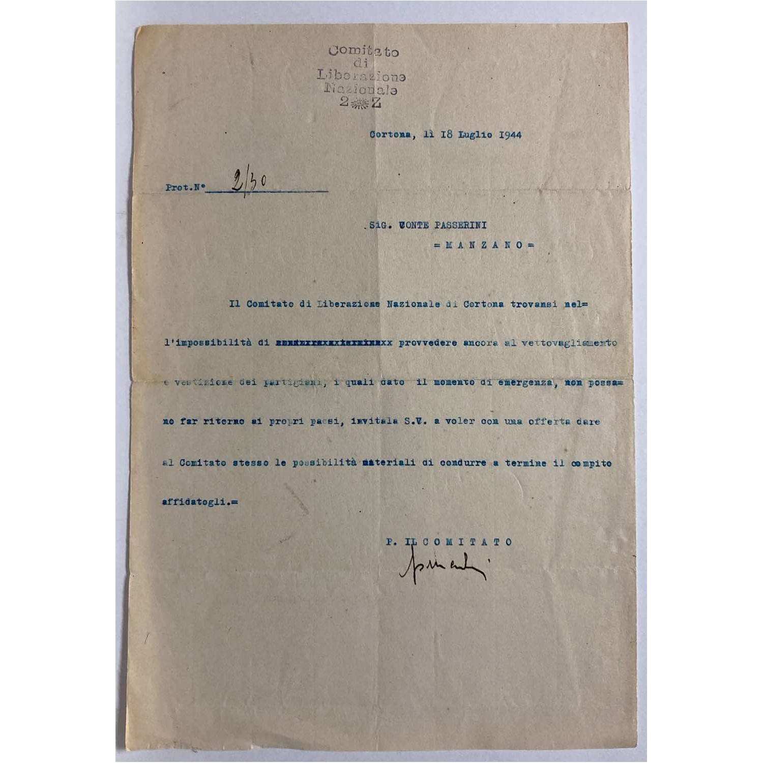 National Liberation Committee 2nd Zone Cortona,