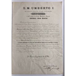 Certificate of Award of Knight's Cross of the Order of Saints Maurice and Lazarus 1888
