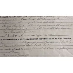 Certificate of Award of Knight's Cross of the Order of Saints Maurice and Lazarus 1888
